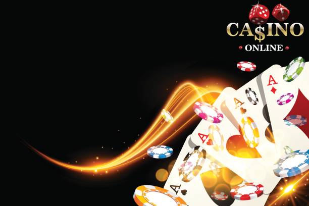 illustrations, cliparts, dessins animés et icônes de les jetons de casino poker fond. vector illustration casino bannière avec les cartes à jouer - bureau de pmu