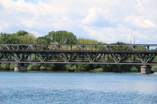 istock Double-decker bridge Ticino Bridge in Sesto Calende, Lombardy Italy 670127682
