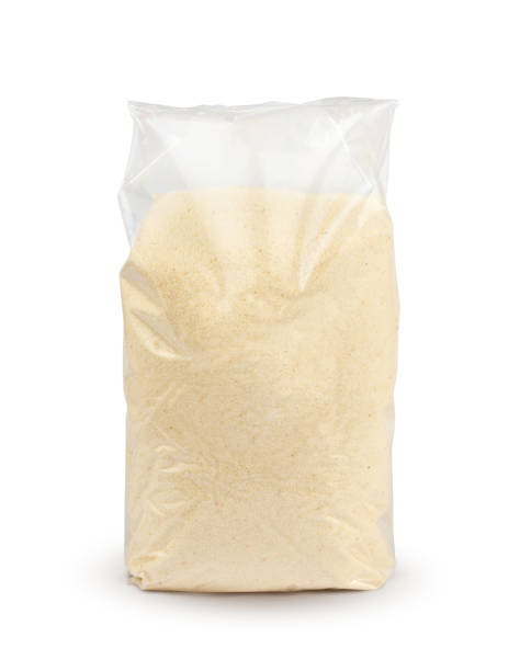 istock Transparent bag of semolina isolated with clippng path. Semolina package. Mockup. 670128202