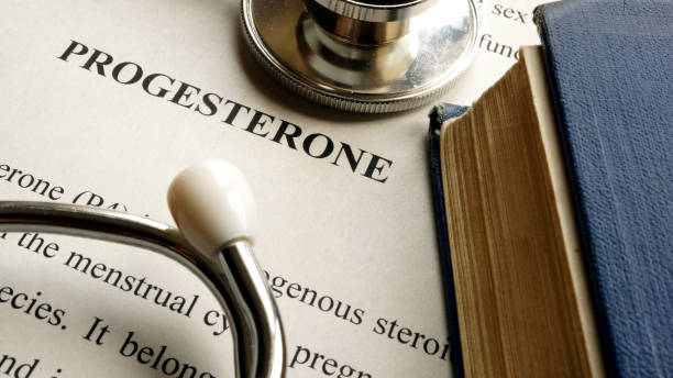istock Progesterone written on a page. Hormones concept. 670131148