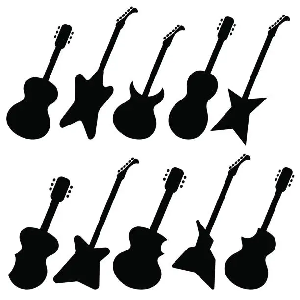 Vector illustration of Set of Guitars