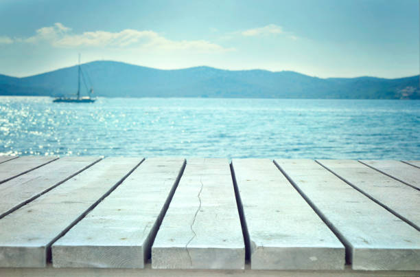 istock Wooden planks with sea 670150304