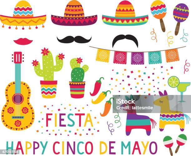 Cinco De Mayo Vector Set Stock Illustration - Download Image Now - Sombrero, Cinco de Mayo, Mexico