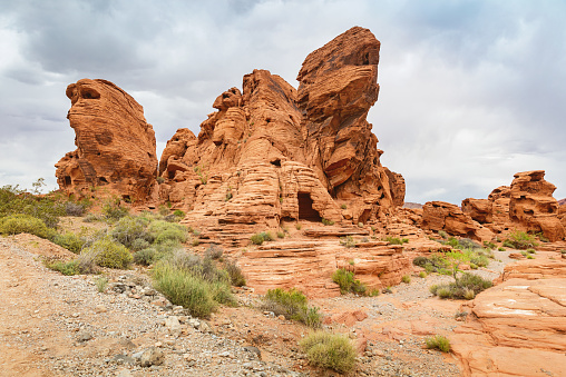 Huge Rock Formation, Red Rocks in the Valley of Fire State Park, Nevada, USA