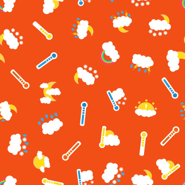 ilustraciones, imágenes clip art, dibujos animados e iconos de stock de tiempo tema naranja estilo fondo. ilustración de vector - seamless pattern meteorology snowflake