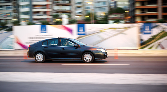 Izmir, Turkey - April 15, 2017 : Renault Laguna model driving on the highway in Izmir. Panned photography, high speed, motion blur