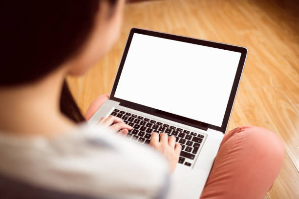 istock Asian woman using laptop with copy space 670164642
