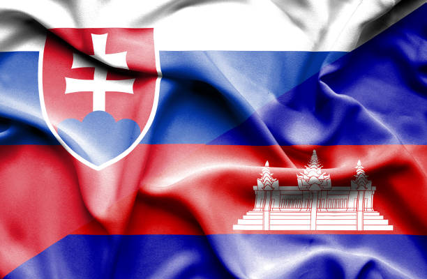istock Waving flag of Cambodia and Slovak 670169362