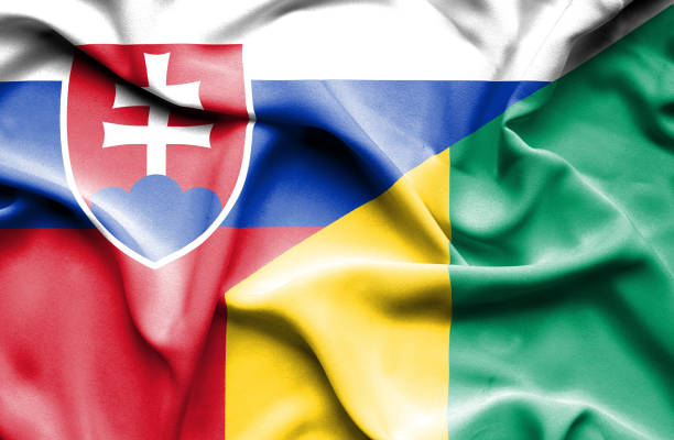istock Waving flag of Guinea and Slovak 670169490