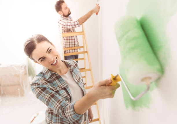 ホーム装飾と改装 - female house painter home decorator paintbrush ストックフォトと画像