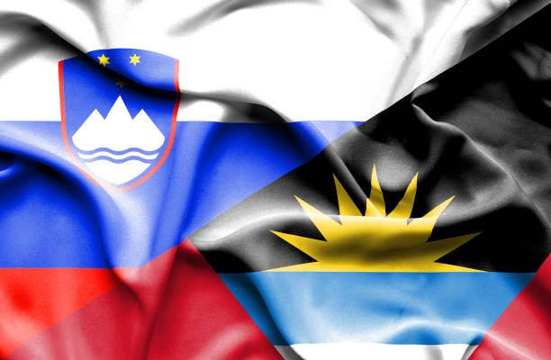 istock Waving flag of Antigua and Barbuda and Slovenia 670169824