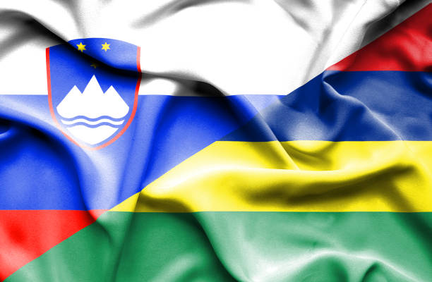 istock Waving flag of Mauritius and Slovenia 670170196