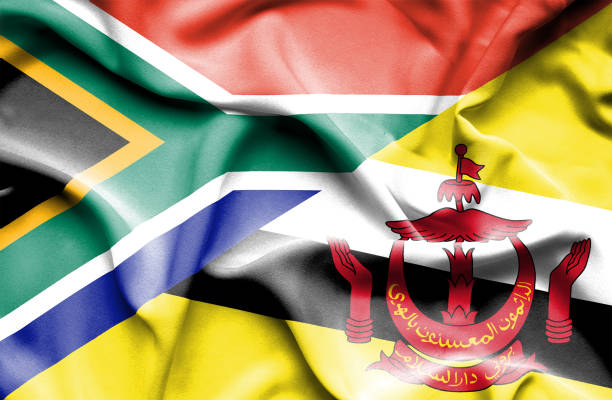 istock Waving flag of Brunei and South Africa 670170632