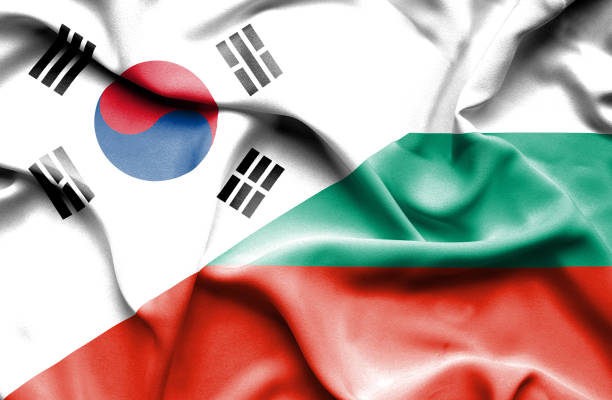 istock Waving flag of Bulgaria and South Korea 670171276