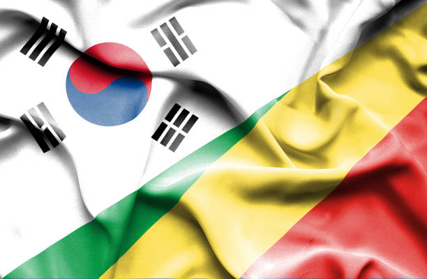 istock Waving flag of Congo Republic and South Korea 670171324