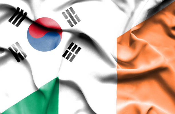 istock Waving flag of Ireland and South Korea 670171472