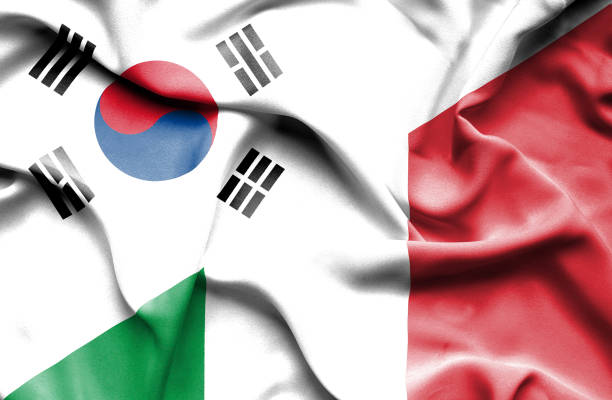 istock Waving flag of Italy and South Korea 670171476