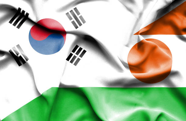 istock Waving flag of Niger and South Korea 670171624