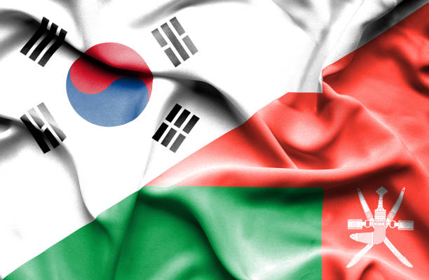 istock Waving flag of Oman and South Korea 670171640