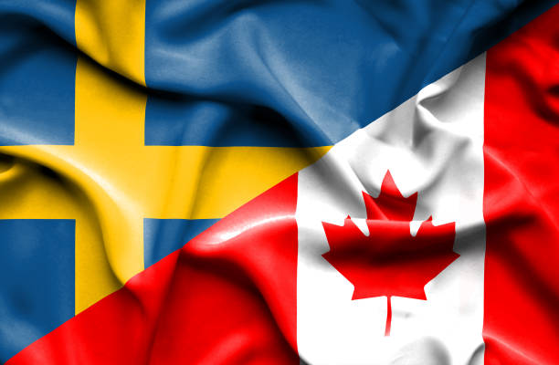 istock Waving flag of Canada and Sweden 670172730