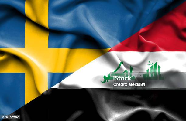 Waving Flag Of Iraq And Sweden Stock Illustration - Download Image Now - Agreement, All Middle Eastern Flags, Business