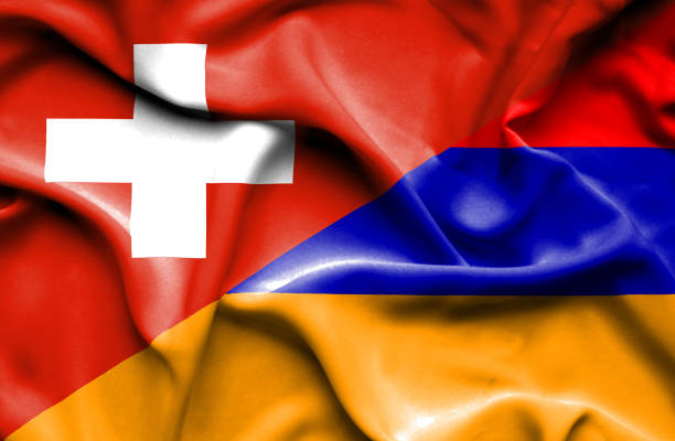 istock Waving flag of Armenia and Switzerland 670173260