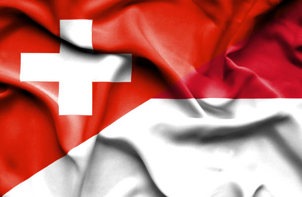 istock Waving flag of Monaco and Switzerland 670179598