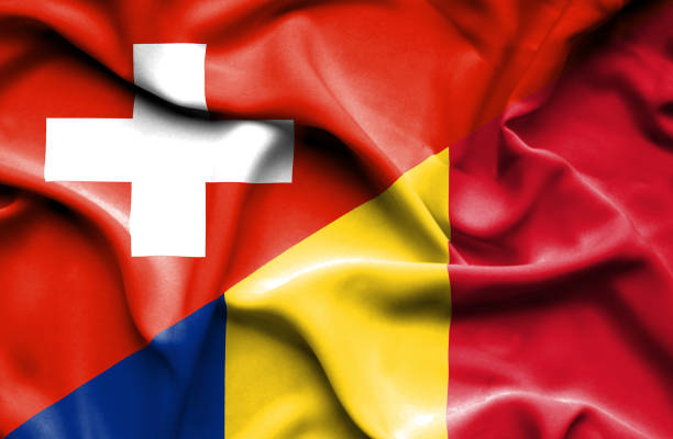 istock Waving flag of Romania and Switzerland 670181700