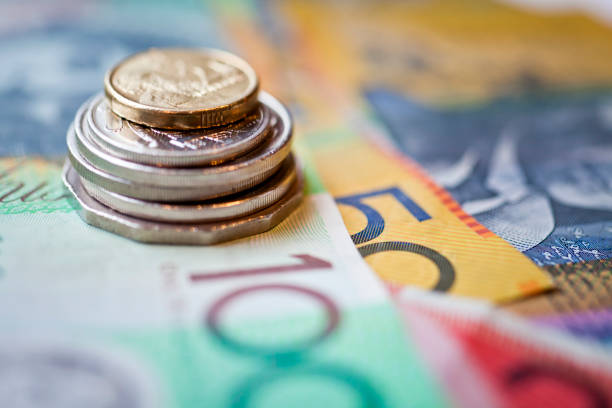 Australian money, currency or cash Stack of Australian dollars new zealand dollar photos stock pictures, royalty-free photos & images