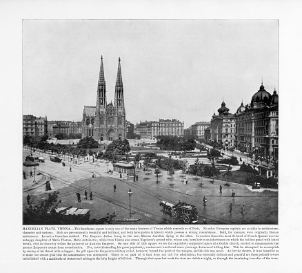 Antique Austria Photograph: Maximilian Platz, Vienna, Austria, 1893. Source: Original edition from my own archives. Copyright has expired on this artwork. Digitally restored.