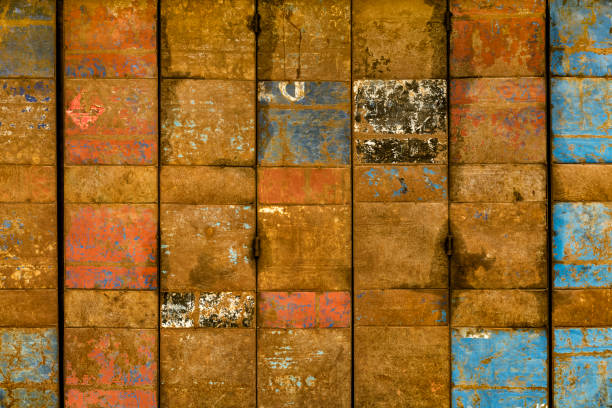 istock Rusted folding metal gate, Mandalay, Myanmar 670187480