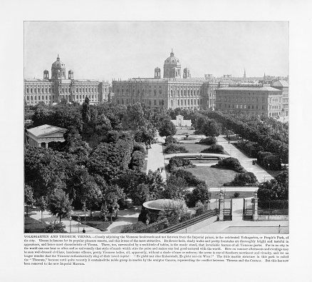 Antique Austria Photograph: Volksgarten and Theseum, Vienna, Austria, 1893. Source: Original edition from my own archives. Copyright has expired on this artwork. Digitally restored.