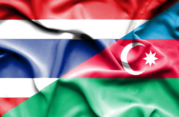 istock Waving flag of Azerbajan and Thailand 670189016