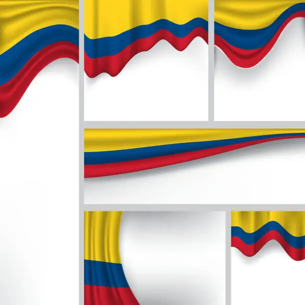 Vector illustration of Colombia Country Flag, Colombian Abstract Background Collection (Vector Art)