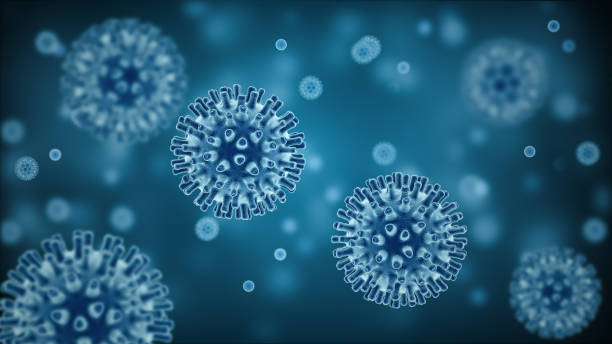cellula batterica o virus, vista generata 3d dal microscopio. - hiv virus retrovirus aids foto e immagini stock