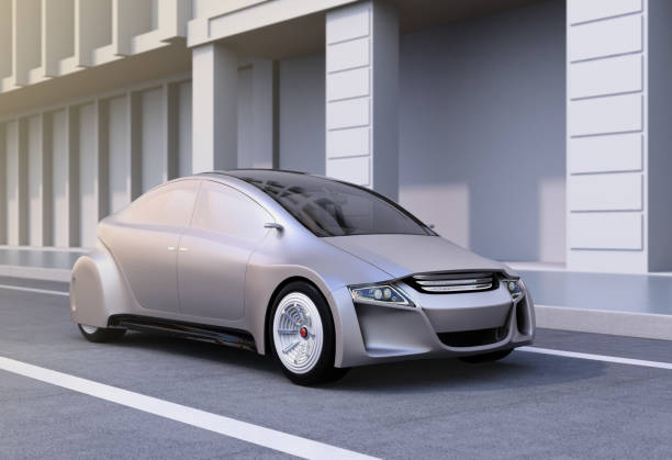 istock Silver autonomous car driving on the road 670199150