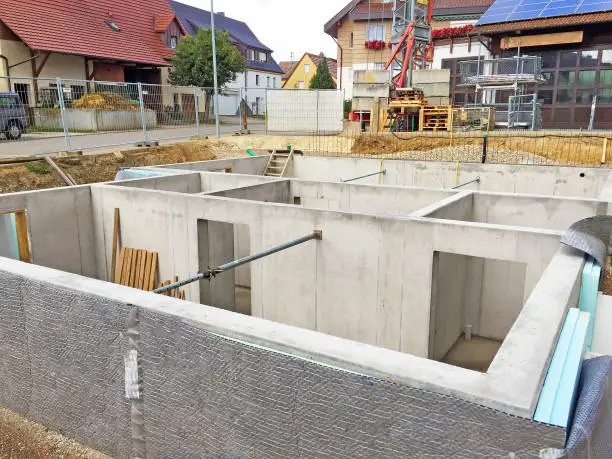 Cellar and basement of a new building