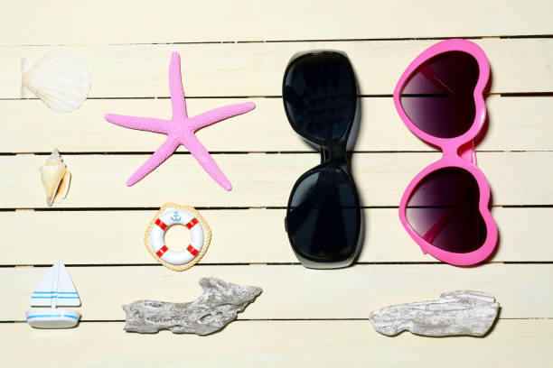 istock Sunglasses on the deck and accessories / sunglasses etc are mass produced 670209626