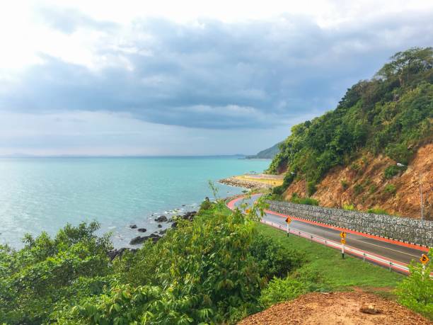istock Beautiful curve road side mountain view - Noen-nangphaya view point 670228166