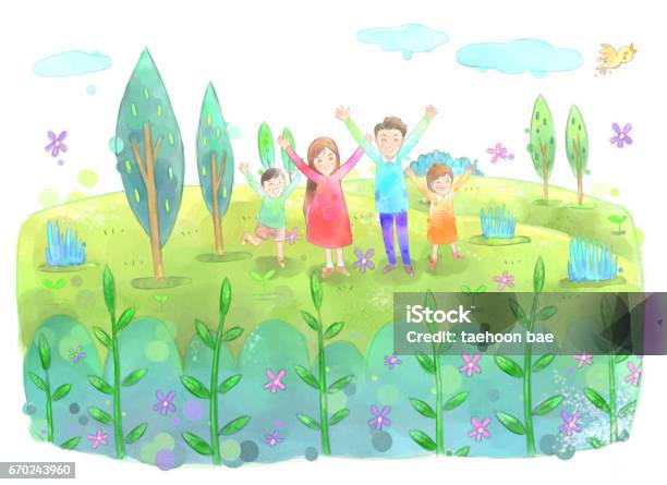 Vector Graphics Spring Children Spring Stock Illustration - Download Image Now - Children's Day ...