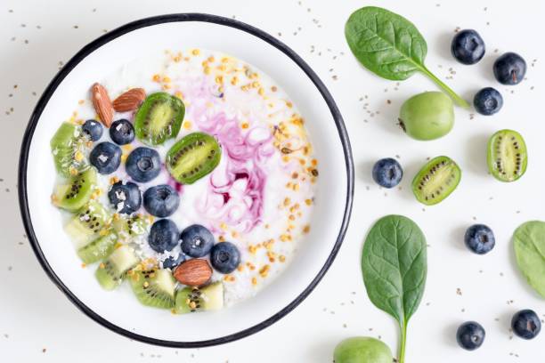 istock Plain yogurt with fresh fruits, berries, nuts and coconut 670247848