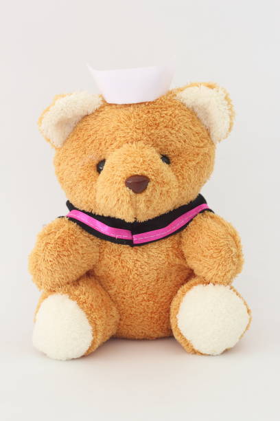 istock Teddy bear wearing a nurse hat on a white background. 670272070