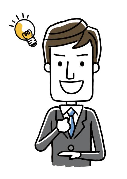 Male businessman: convincing, idea, noticing Male businessman: convincing, idea, noticing 電球 stock illustrations