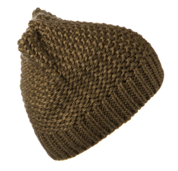istock Women's hat . knitted hat isolated on white background. dark green hat 670276066