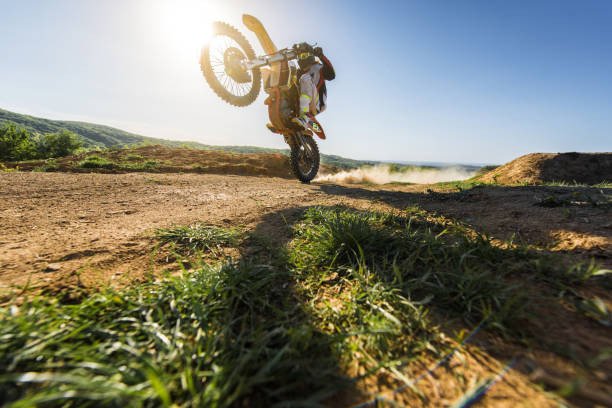 Motocross enduro motorbike riding point of view POV