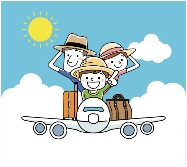 Family trip Family trip 飛行機 stock illustrations