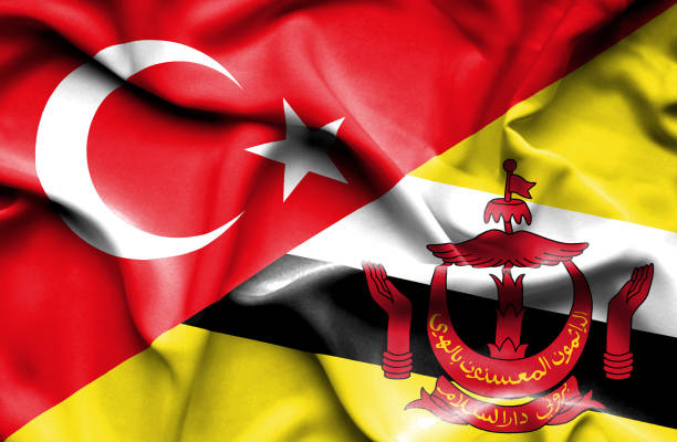 istock Waving flag of Brunei and Turkey 670313970