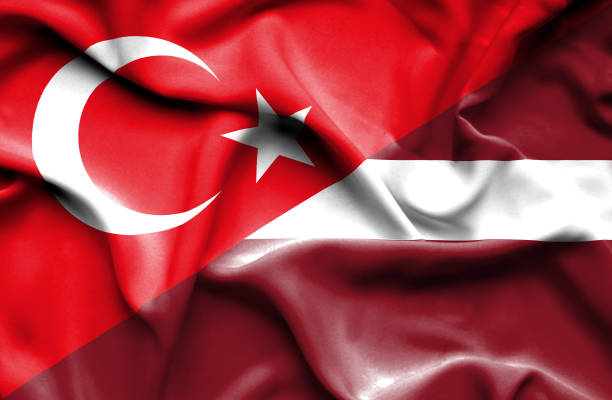 istock Waving flag of Latvia and Turkey 670314288