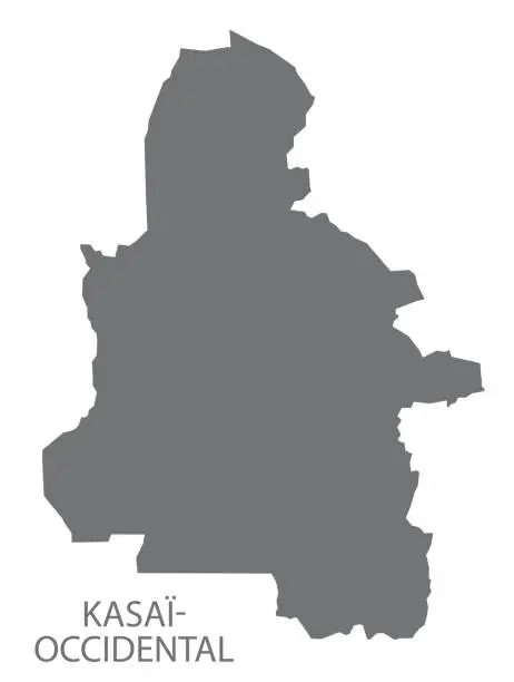 Vector illustration of Kasai-Occidental province map Congo Democratic Republic grey illustration silhouette