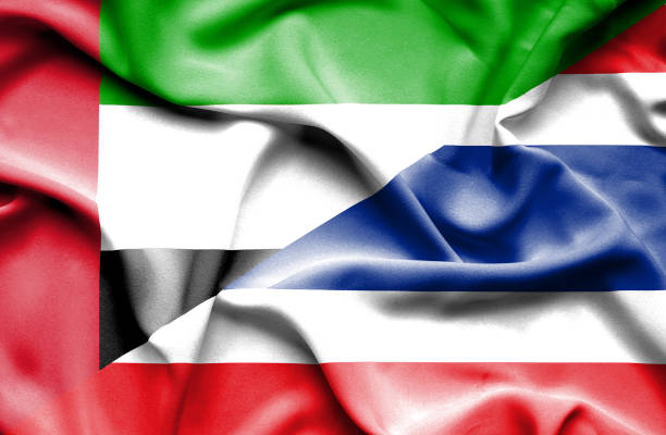 istock Waving flag of Thailand and United Arab Emirates 670319552